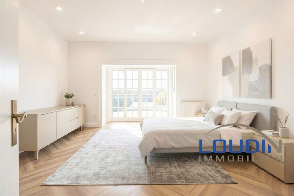 Schlafzimmer mit Balkon - virtuelles Staging