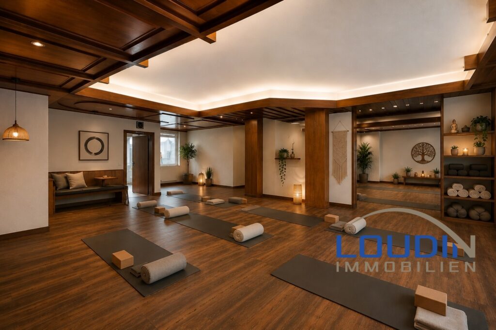 Beispielhafte Nutzung - Virtuelles Staging Yoga- und Fitnessraum
