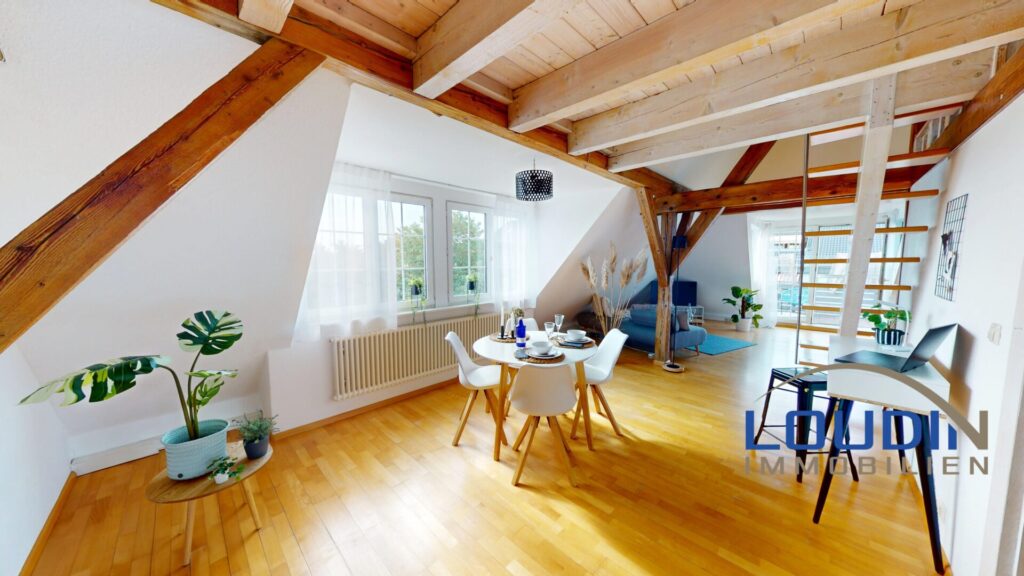 Wohn-/Esszimmer mit Dachterrasse